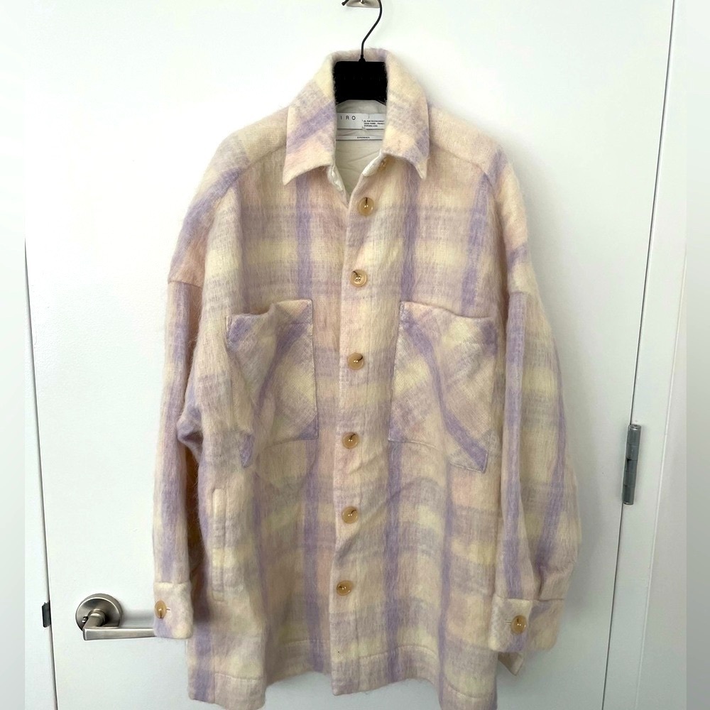 Iro Paris Banghor Checked Brushed-Felt Jacket - Off-White NWT
